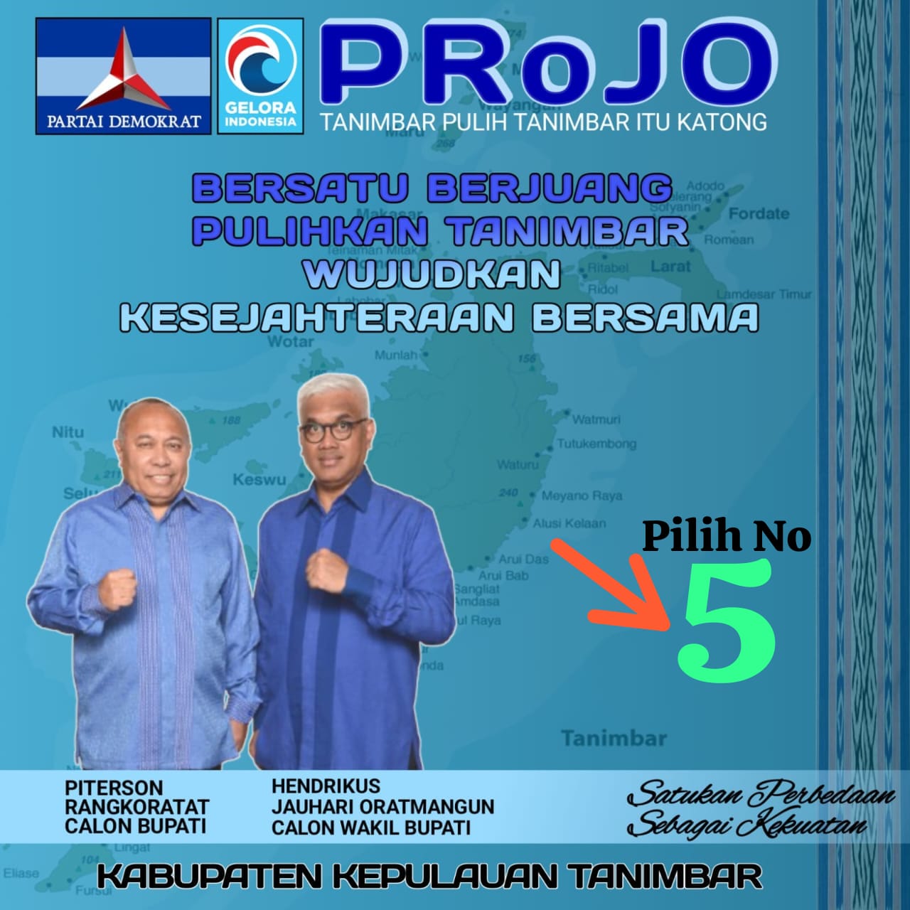 Kombinasi Figur Calon Pemimpin Tanimbar 2024-2029 yakni Piterson Rangkoratat dan Hendrikus Jauhari Oratmangun